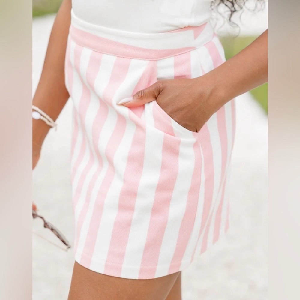 Pink Lily Pastel Striped Mini Skirt
